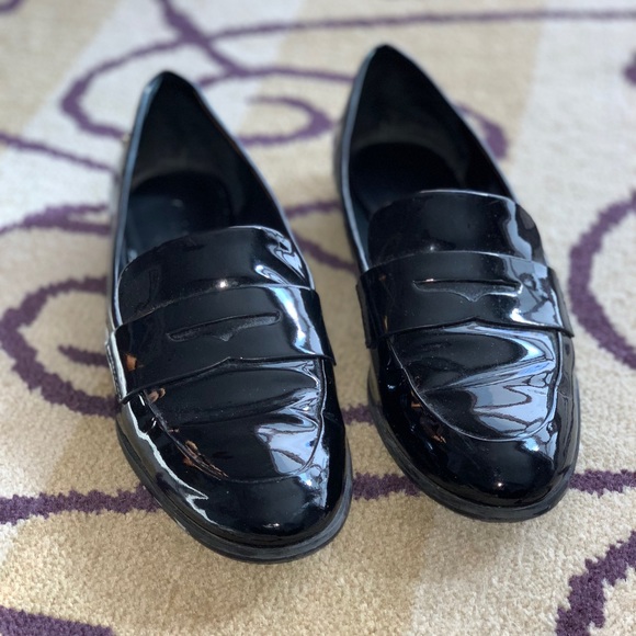calvin klein black patent shoes